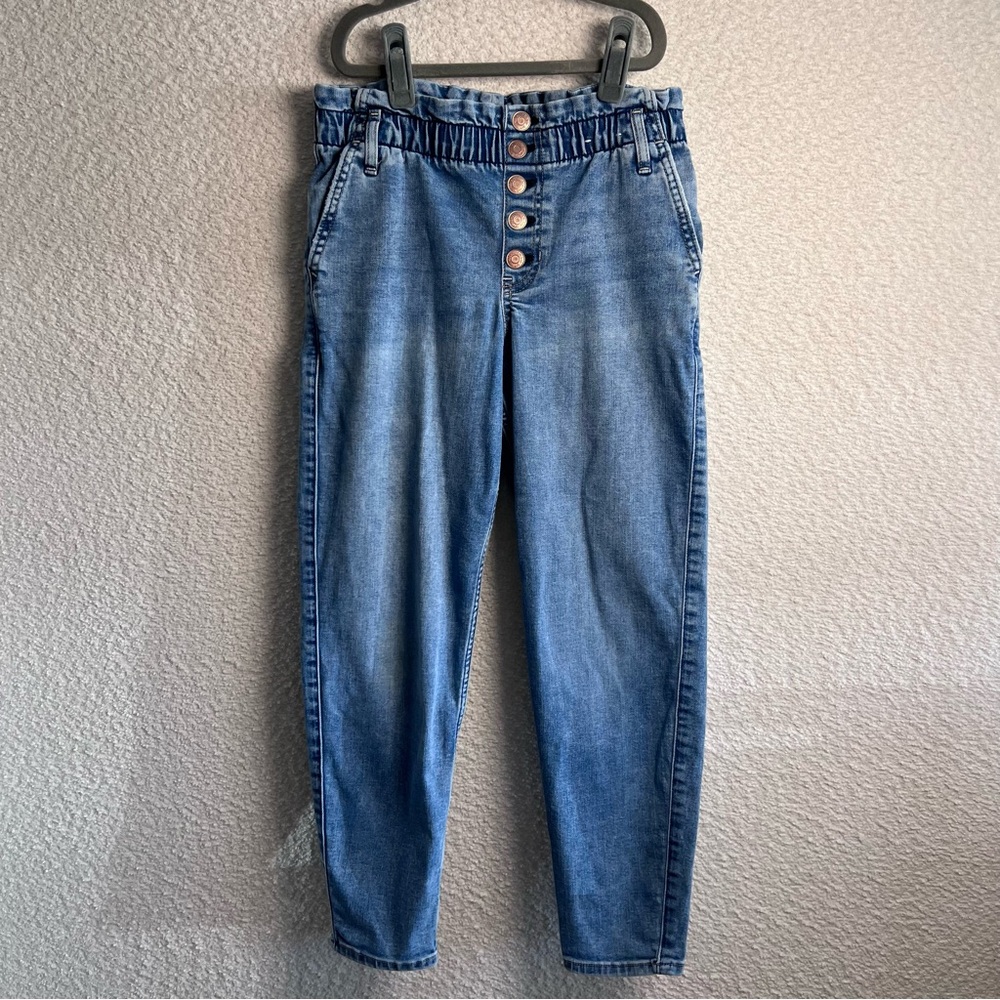 Abercrombie Kids Girls Blue High Rise Mini Mom Jeans Denim Stretch Size‎ 11/12